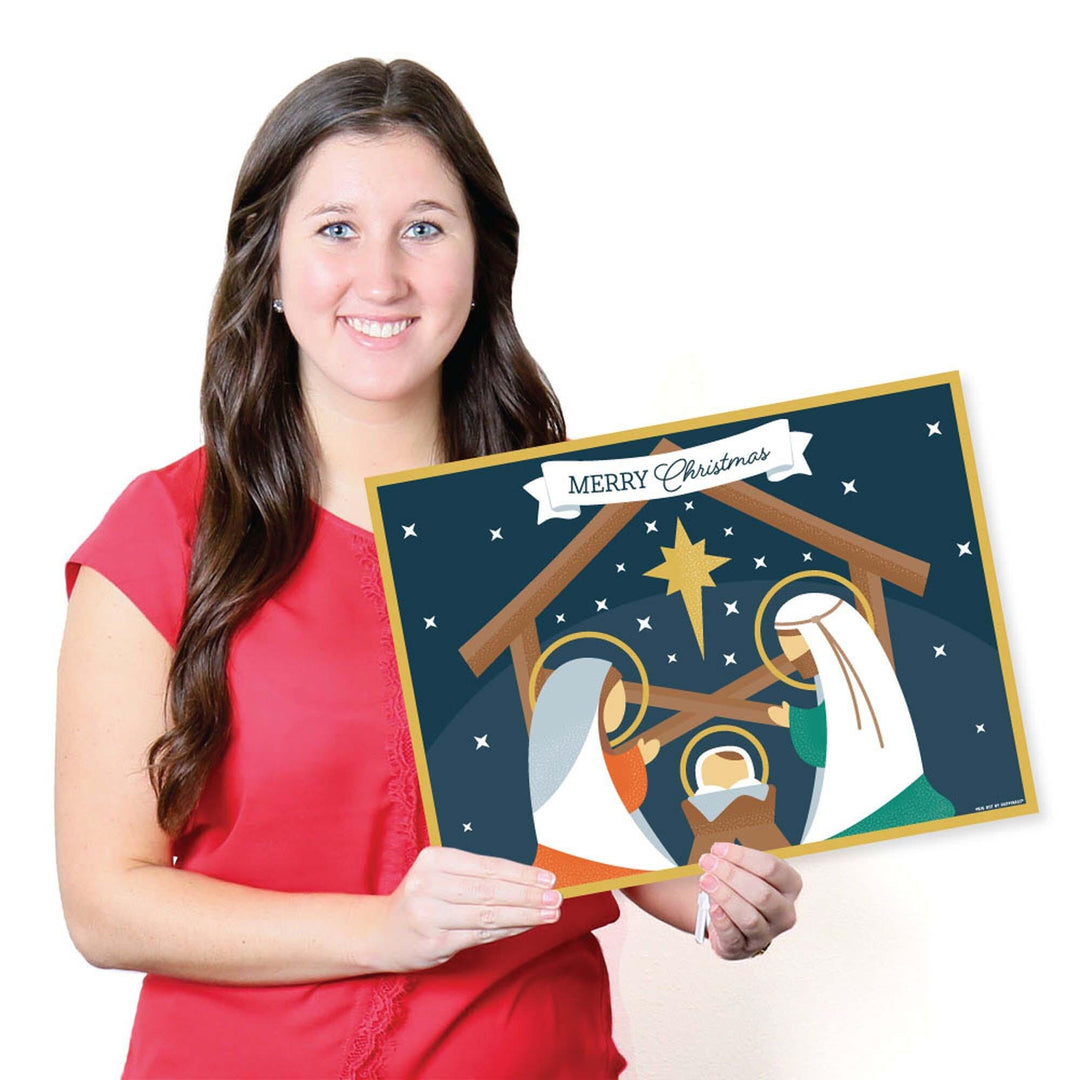Holy Nativity - Paper Manger Scene Religious Christmas Coloring Sheets - Activity Placemats - Set of 16