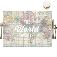 World Awaits - Party Table Decorations - Travel Themed Party Placemats - Set of 16