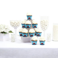 Railroad Party Crossing - Steam Train Birthday Party or Baby Shower Decorations - Party Cupcake Wrappers - Set of 12