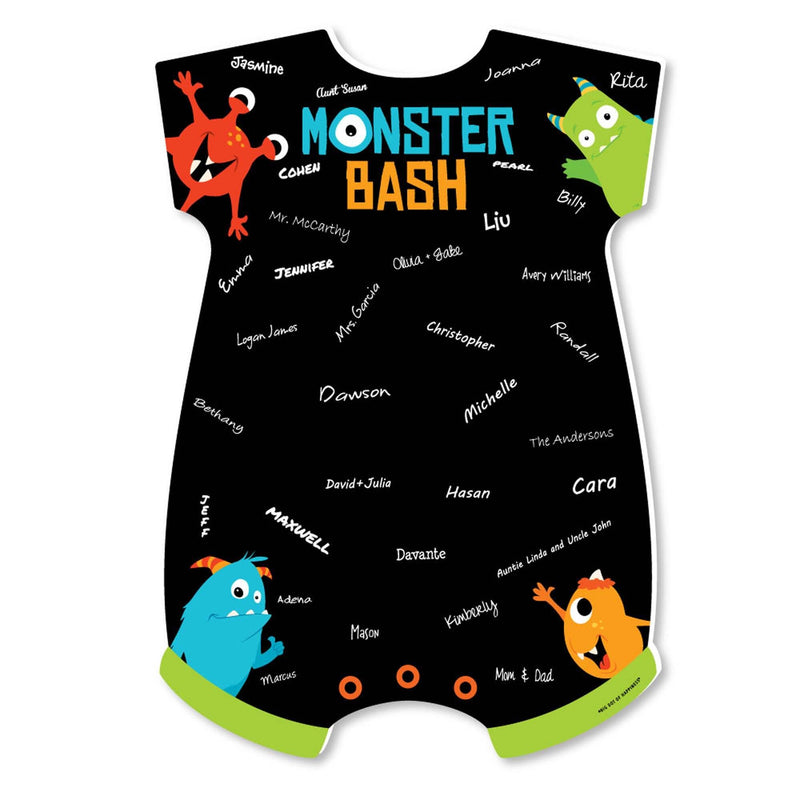 Monster Bash - Baby Bodysuit Guest Book Sign - Little Monster Baby Shower Guestbook Alternative - Signature Mat