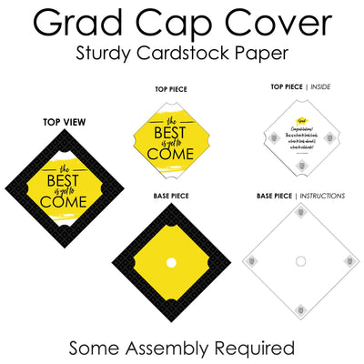 Yellow Grad - Best is Yet to Come - Yellow Graduation Cap Decorations Kit - Grad Cap Cover