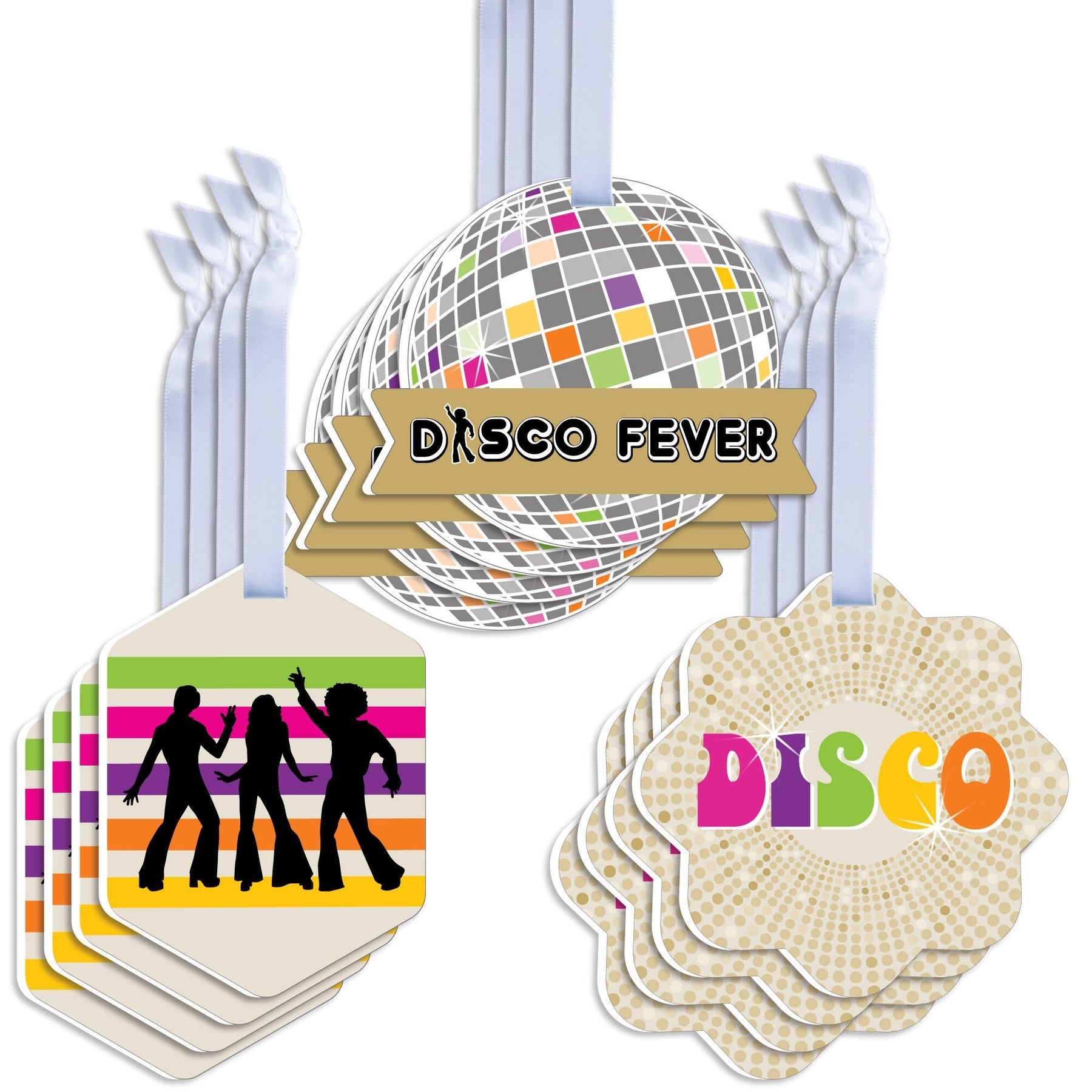 70's Disco - 1970s Disco Fever Party Small Round Candy Stickers
