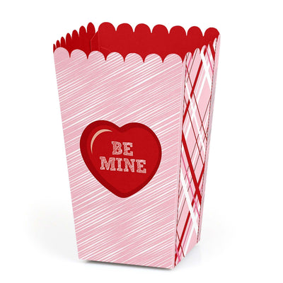 Valentine's Day Conversation Hearts - Valentine's Day Party Favor Popcorn Treat Boxes - Set of 12