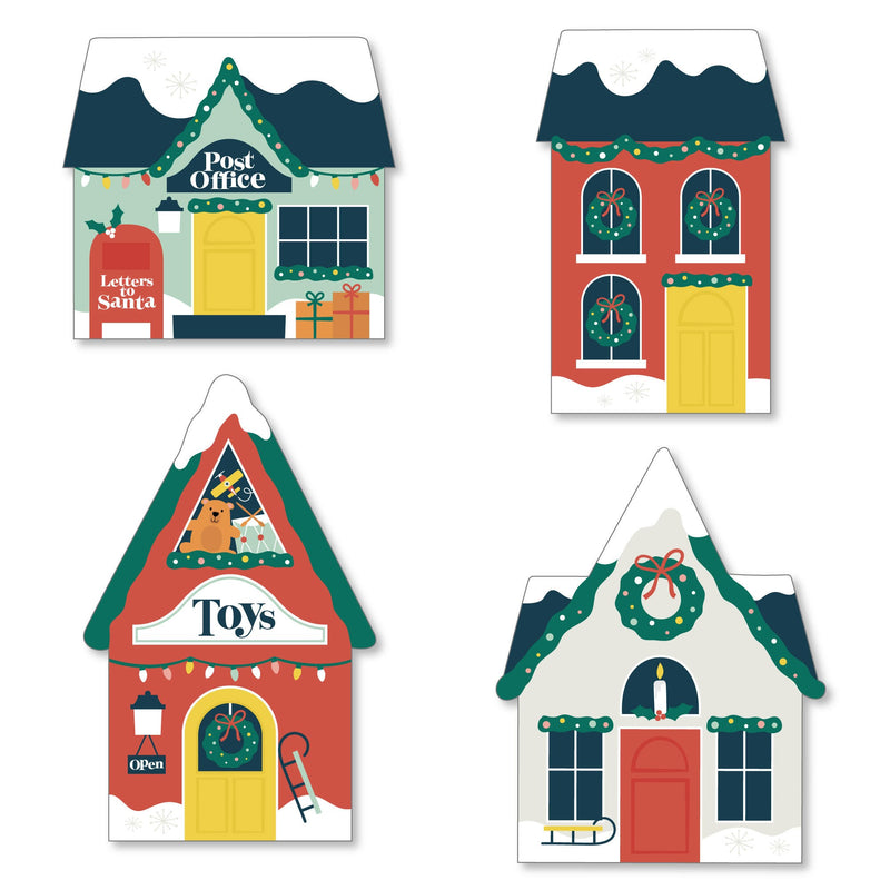 Christmas Village - DIY Shaped Holiday Winter Houses Cut-Outs - 24 Count