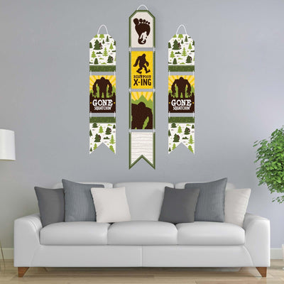 Sasquatch Crossing - Hanging Vertical Paper Door Banners - Bigfoot Party or Birthday Party Wall Decoration Kit - Indoor Door Decor