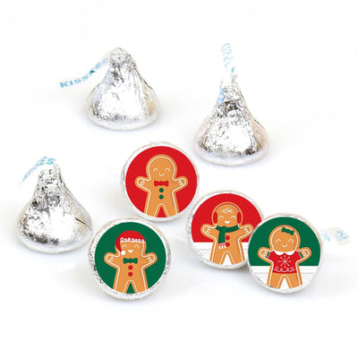 Gingerbread Christmas - Gingerbread Man Holiday Party Round Candy Sticker Favors - Labels Fit Hershey's Kisses (1 sheet of 108)