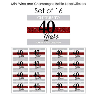 We Still Do - 40th Wedding Anniversary - Mini Wine and Champagne Bottle Label Stickers - Anniversary Party Favor Gift - For Women and Men - Set of 16