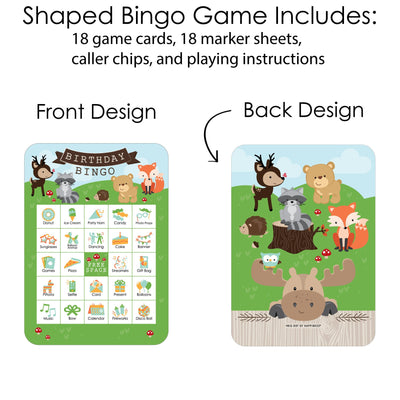 Woodland Creatures - Picture Bingo Cards and Markers - Birthday Party Bingo Game - Set of 18