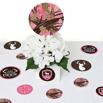 Pink Gone Hunting - Deer Hunting Girl Camo Party Giant Circle Confetti - Party Decorations - Large Confetti 27 Count