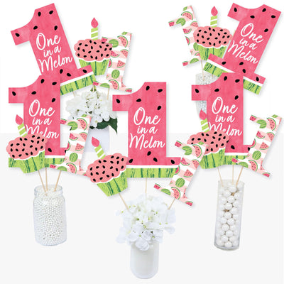1st Birthday One in a Melon - Fruit First Birthday Party Centerpiece Sticks - Table Toppers - Set of 15