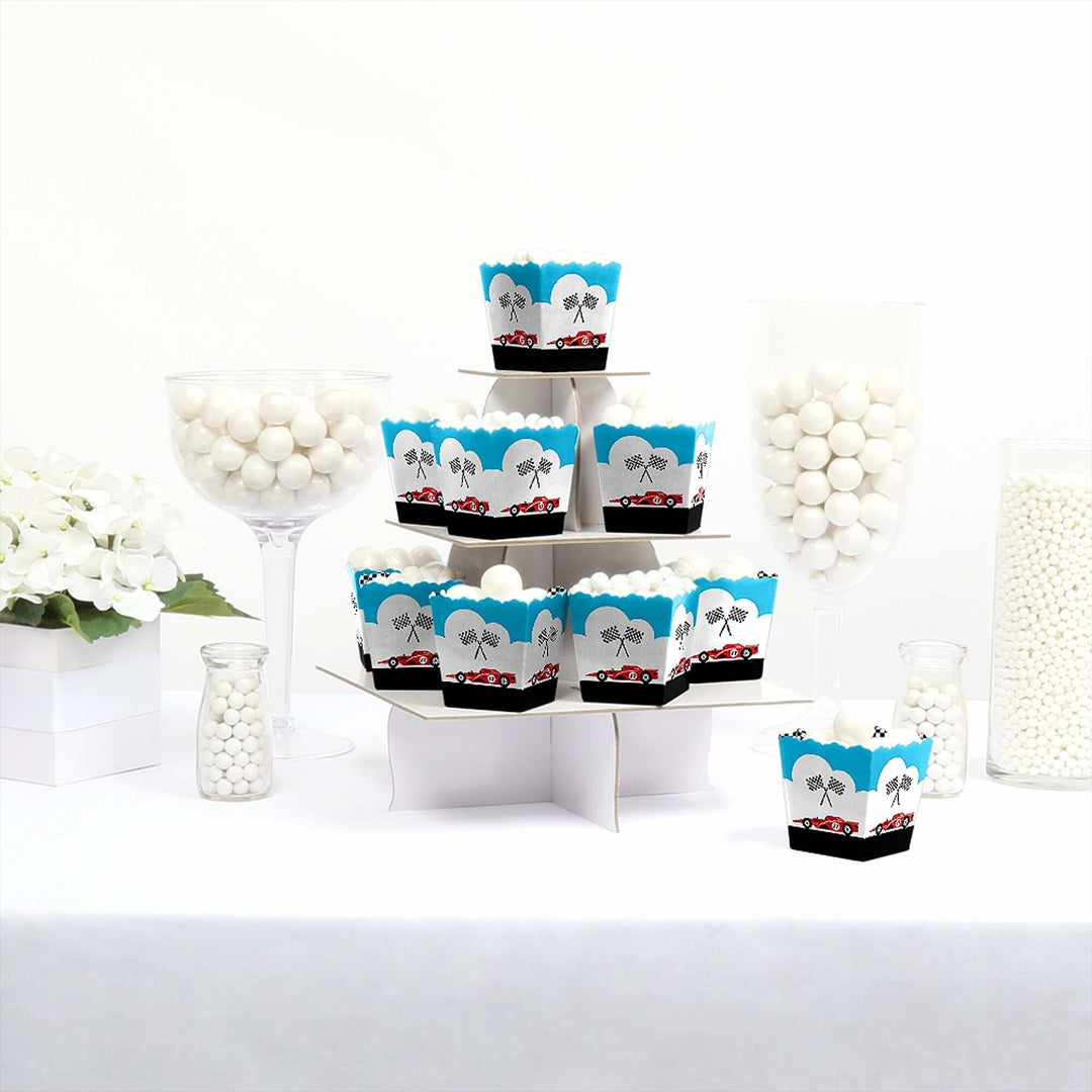 Let's Go Racing - Racecar - Party Mini Favor Boxes - Race Car Birthday Party or Baby Shower Treat Candy Boxes - Set of 12