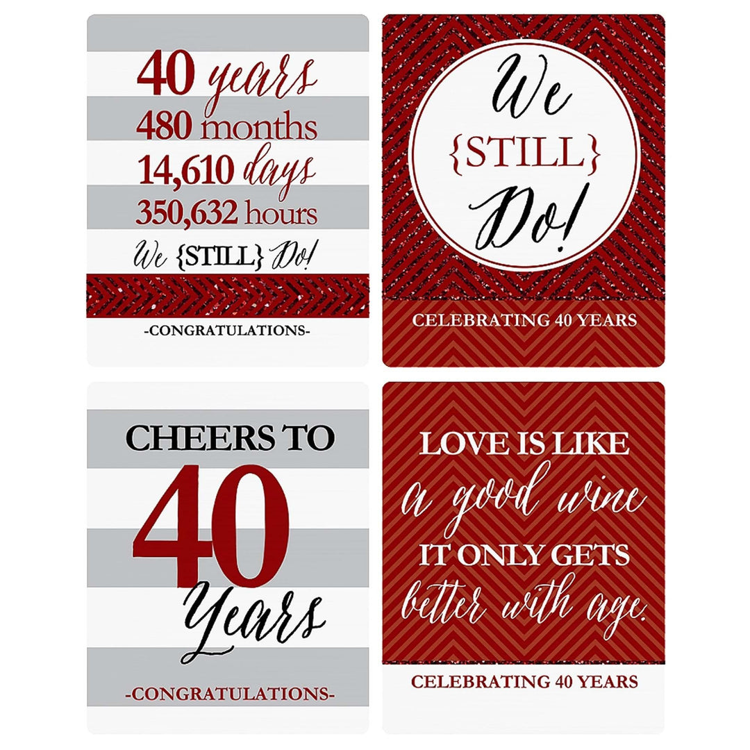 We Still Do - 40th Wedding Anniversary Decorations for Women and Men - Wine Bottle Label Stickers - Set of 4