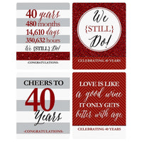 We Still Do - 40th Wedding Anniversary Decorations for Women and Men - Wine Bottle Label Stickers - Set of 4