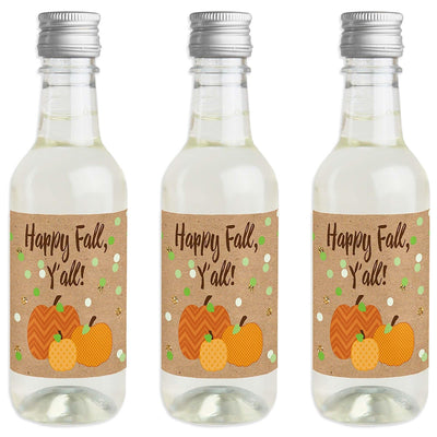Pumpkin Patch - Mini Wine and Champagne Bottle Label Stickers - Fall, Halloween or Thanksgiving Party Favor Gift - For Women and Men - Set of 16