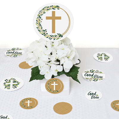 Elegant Cross - Religious Party Table Confetti - 27 ct