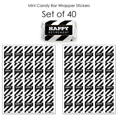 Happy Retirement - Mini Candy Bar Wrapper Stickers - Retirement Party Small Favors - 40 Count