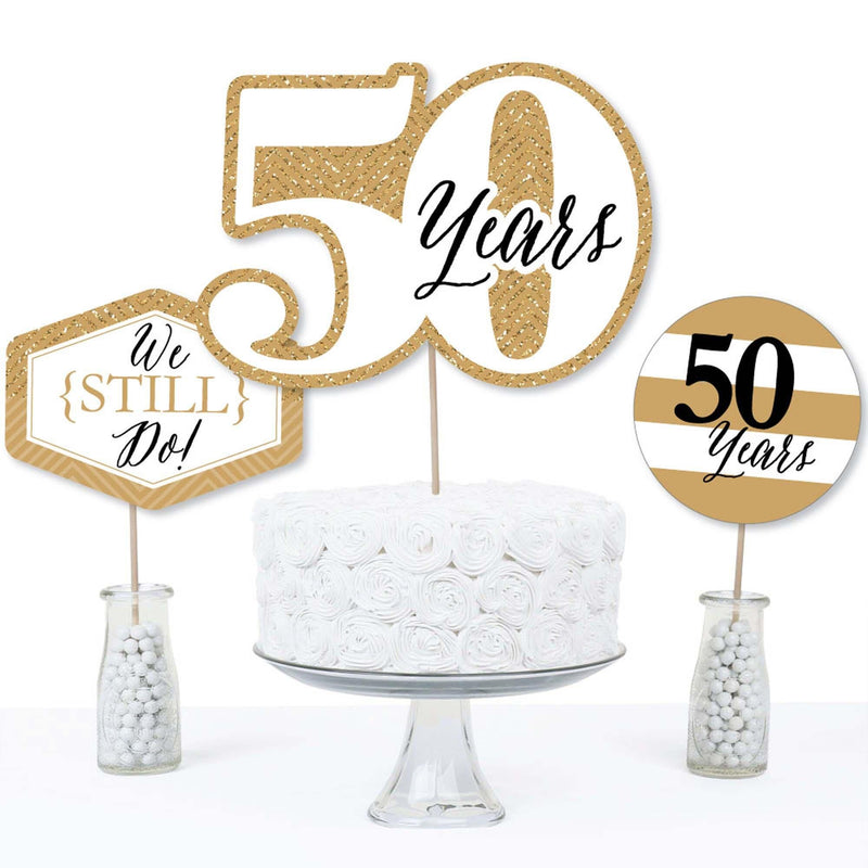 We Still Do - 50th Wedding Anniversary - Anniversary Party Centerpiece Sticks - Table Toppers - Set of 15
