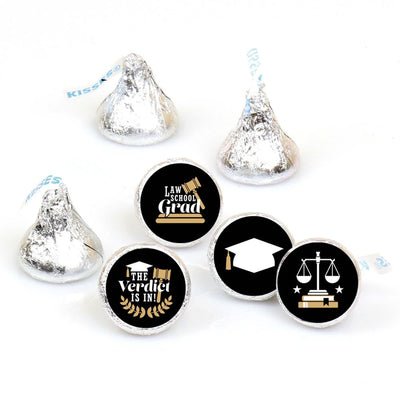 Law School Grad - Round Candy Labels Future Lawyer Graduation Party Favors - Fits Hershey's Kisses 108 ct