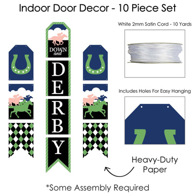 Kentucky Horse Derby - Hanging Vertical Paper Door Banners - Horse Race Party Wall Decoration Kit - Indoor Door Decor
