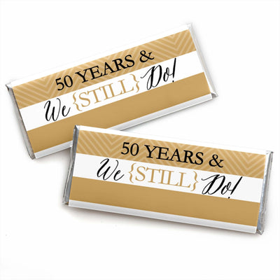 We Still Do - 50th Wedding Anniversary - Candy Bar Wrappers Wedding Anniversary Party Favors - Set of 24