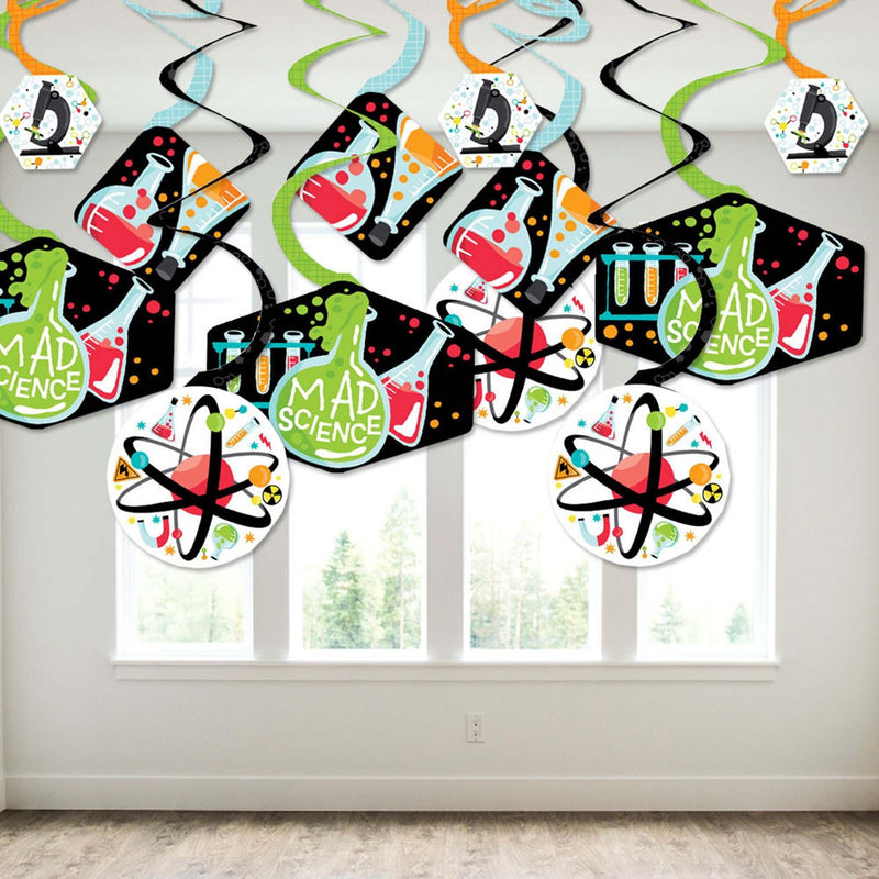 Scientist Lab - Mad Science Baby Shower or Birthday Party Hanging Decor - Party Decoration Swirls - Set of 40