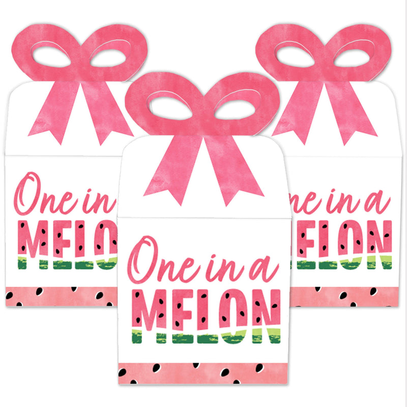 Sweet Watermelon - Square Favor Gift Boxes - Fruit Party Bow Boxes - Set of 12