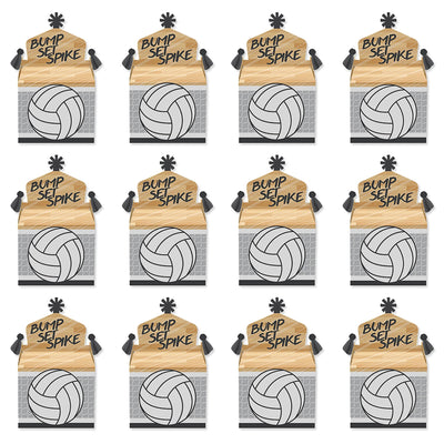 Bump, Set, Spike - Volleyball - Treat Box Party Favors - Baby Shower or Birthday Party Goodie Gable Boxes - Set of 12