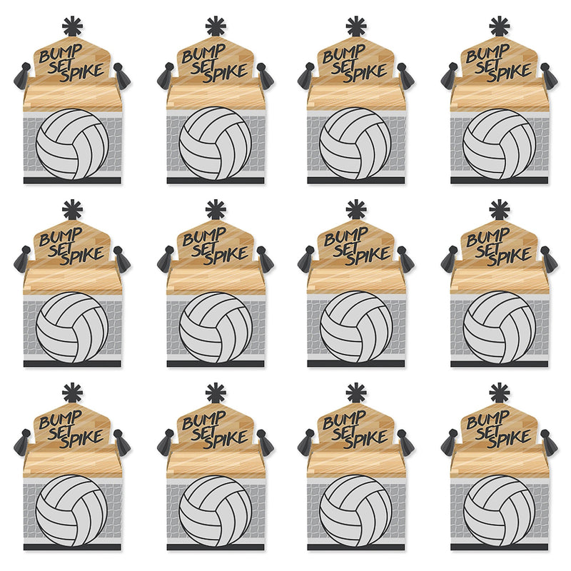 Bump, Set, Spike - Volleyball - Treat Box Party Favors - Baby Shower or Birthday Party Goodie Gable Boxes - Set of 12