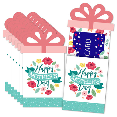 Colorful Floral Happy Mother's Day - We Love Mom Party Money and Gift Card Sleeves - Nifty Gifty Card Holders - Set of 8