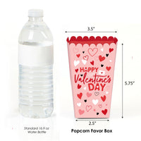 Happy Valentine's Day - Valentine Hearts Party Favor Popcorn Treat Boxes - Set of 12