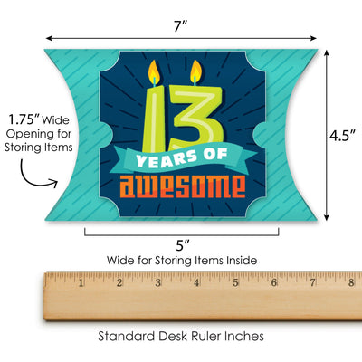 Boy 13th Birthday - Favor Gift Boxes - Official Teenager Birthday Party Large Pillow Boxes - Set of 12