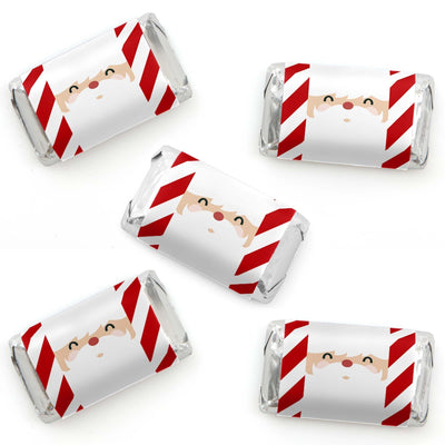 Jolly Santa Claus - Mini Candy Bar Wrappers Sticker - Christmas Party Small Favors - 40 Count