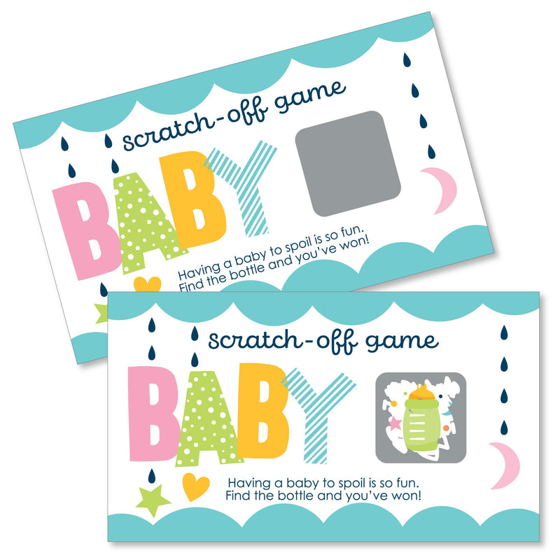 Colorful Baby Shower - Gender Neutral Party Game Scratch Off Cards - 22 Count