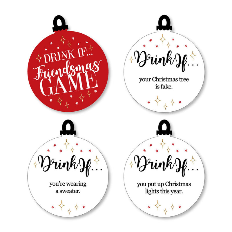 Drink If Game - Red and Gold Friendsmas - Friends Christmas Party Game - 24 Count