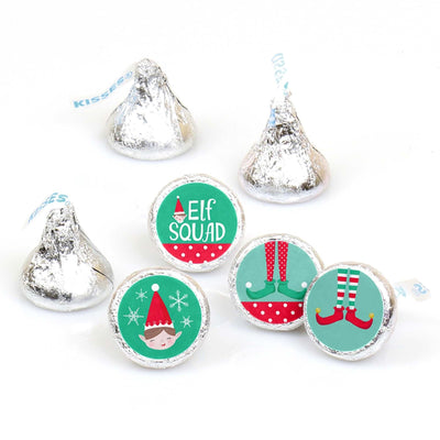 Elf Squad - Kids Elf Christmas and Birthday Party Round Candy Sticker Favors - Labels Fit Hershey's Kisses - 108 ct