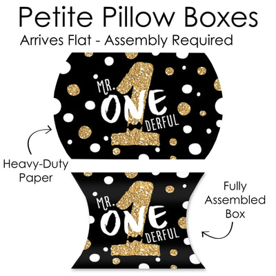 1st Birthday Little Mr. Onederful - Favor Gift Boxes - Boy First Birthday Party Petite Pillow Boxes - Set of 20