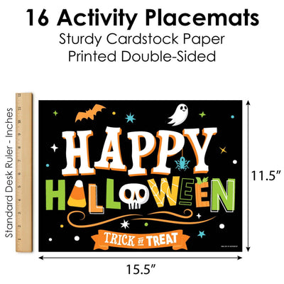 Jack-O'-Lantern Halloween - Paper Kids Halloween Party Coloring Sheets - Activity Placemats - Set of 16
