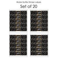 Adult 40th Birthday - Gold - Birthday Party Water Bottle Sticker Labels - Set of 20