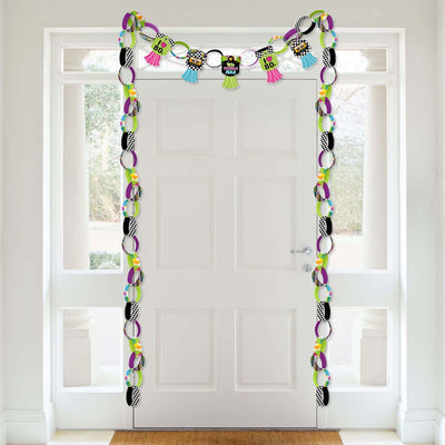 80's Retro - 90 Chain Links and 30 Paper Tassels Decoration Kit - Totally 1980s Party Paper Chains Garland - 21 feet
