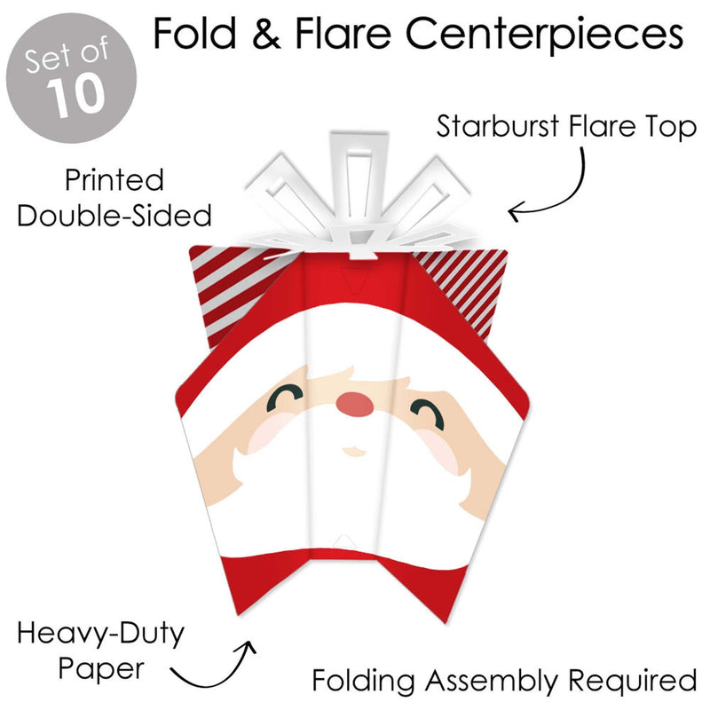Jolly Santa Claus - Table Decorations - Christmas Party Fold and Flare Centerpieces - 10 Count