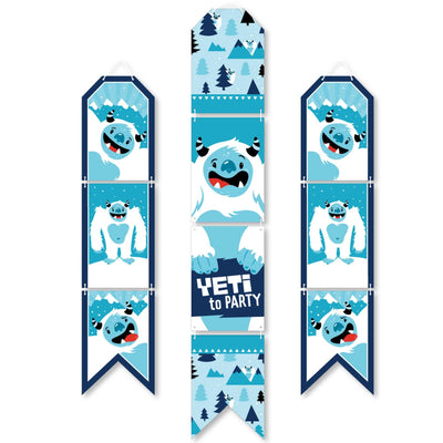 Yeti to Party - Hanging Vertical Paper Door Banners - Abominable Snowman Party or Birthday Party Wall Decoration Kit - Indoor Door Decor