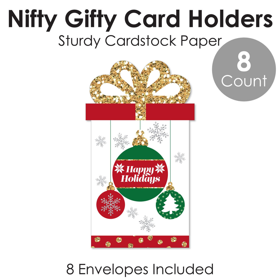 Ornaments - Holiday and Christmas Party Money and Gift Card Sleeves - Nifty Gifty Card Holders - Set of 8