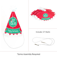 Elf Squad - Cone Happy Birthday Party Hats for Kids and Adults - Set of 8 (Standard Size)