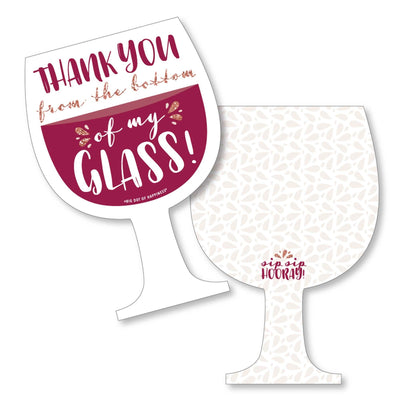 But First, Wine - Shaped Thank You Cards - Wine Tasting Party Thank You Note Cards with Envelopes - Set of 12