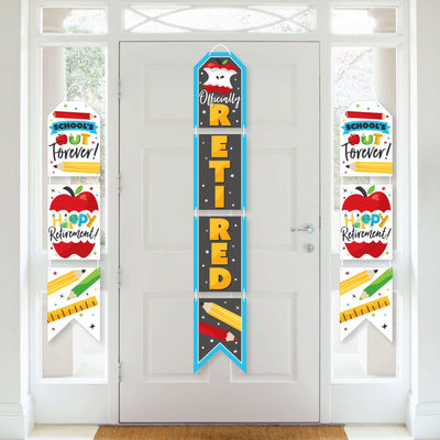 Teacher Retirement - Hanging Vertical Paper Door Banners - Happy Retirement Party Wall Decoration Kit - Indoor Door Decor