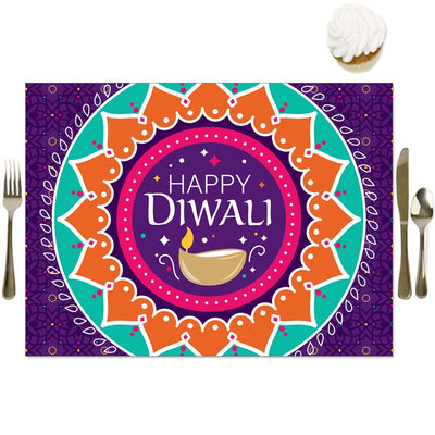 Happy Diwali - Party Table Decorations - Festival of Lights Party Placemats - Set of 16