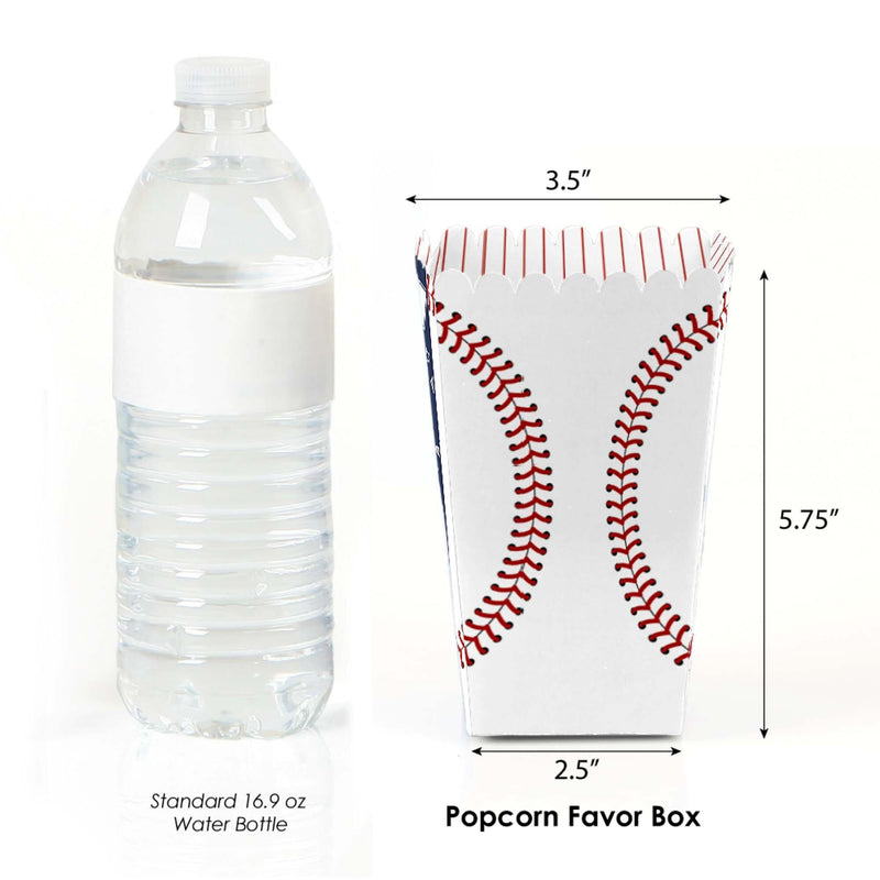 Batter Up - Baseball - Baby Shower or Birthday Party Favor Popcorn Treat Boxes - Set of 12