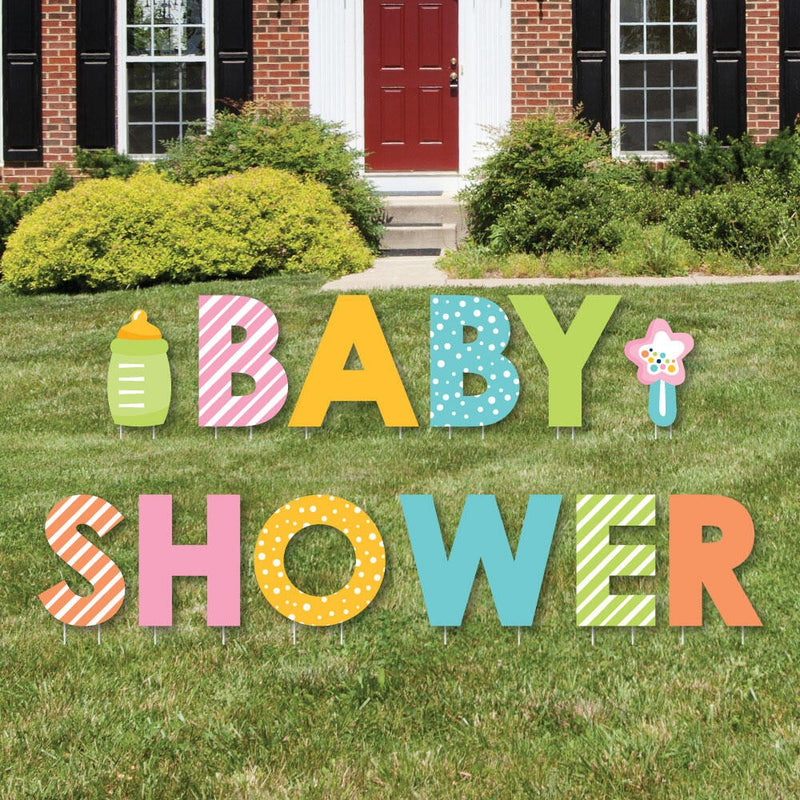 Colorful Baby Shower - Yard Sign Outdoor Lawn Decorations - Gender Neutral Party Yard Signs - Baby Shower