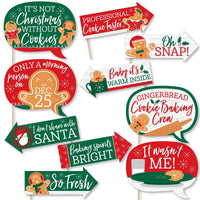 Funny Gingerbread Christmas - Gingerbread Man Holiday Party Photo Booth Props Kit - 10 Piece