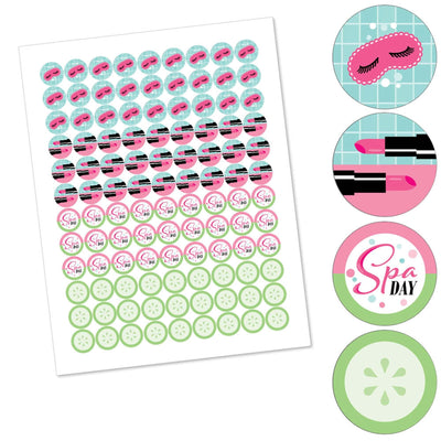 Spa Day - Girls Makeup Party Round Candy Sticker Favors - Labels Fit Hershey's Kisses (1 sheet of 108)